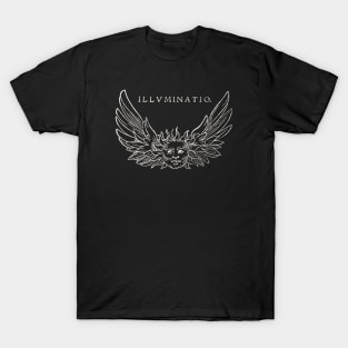 ILLUMINATIO Winged Sun Woodcut Retro Distressed Art T-Shirt